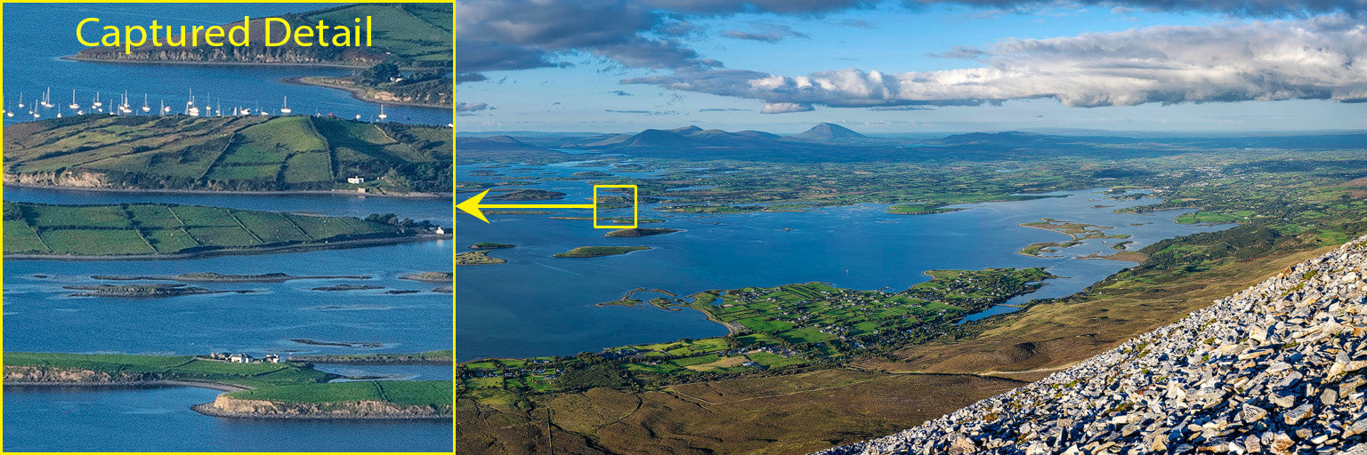 Croagh Patrick summit<br>looking north over Clew Bay