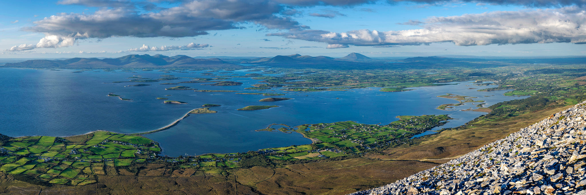 Croagh Patrick summit<br>looking north over Clew Bay
