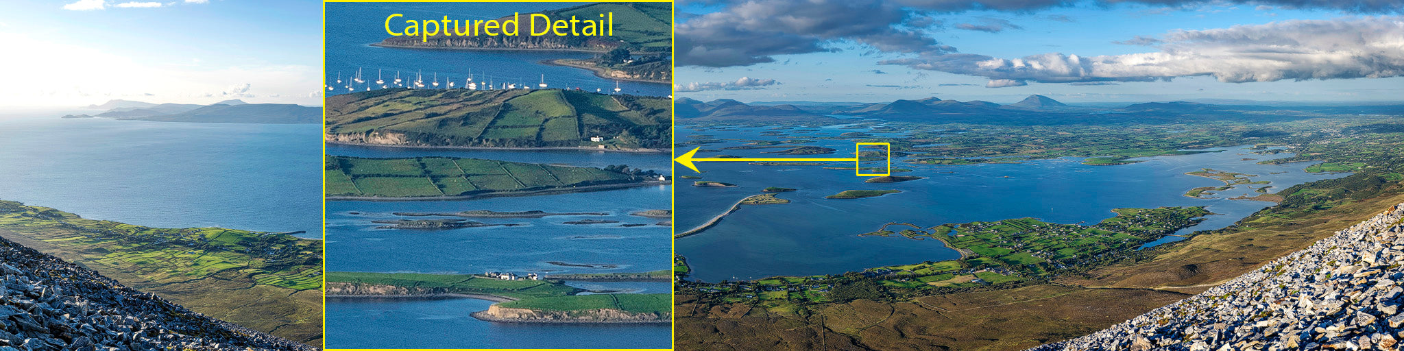 Croagh Patrick summit<br>looking north over Clew Bay
