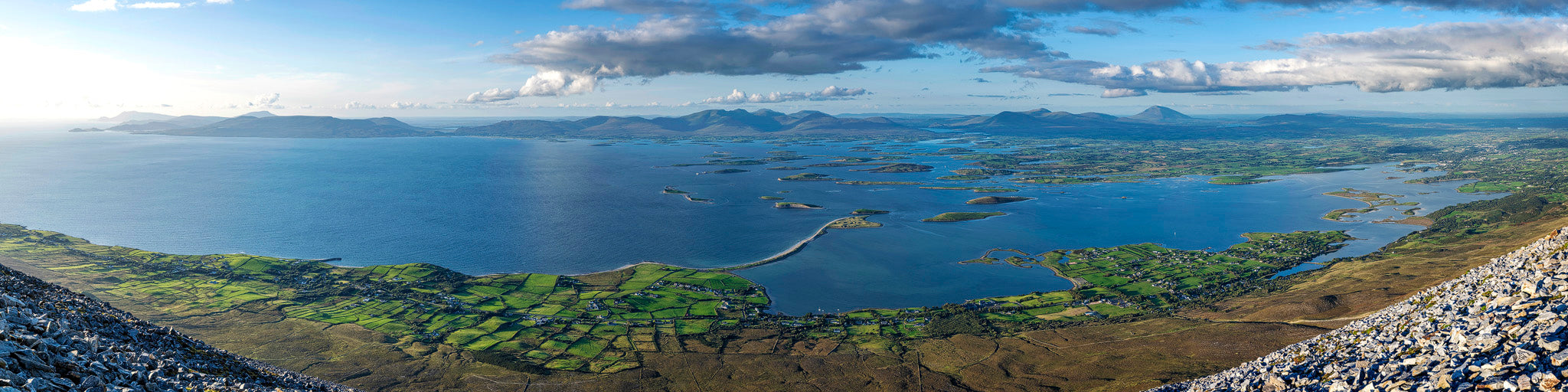 Croagh Patrick summit<br>looking north over Clew Bay