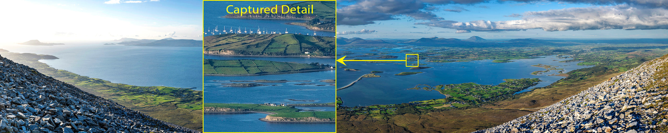 Croagh Patrick summit<br>looking north over Clew Bay