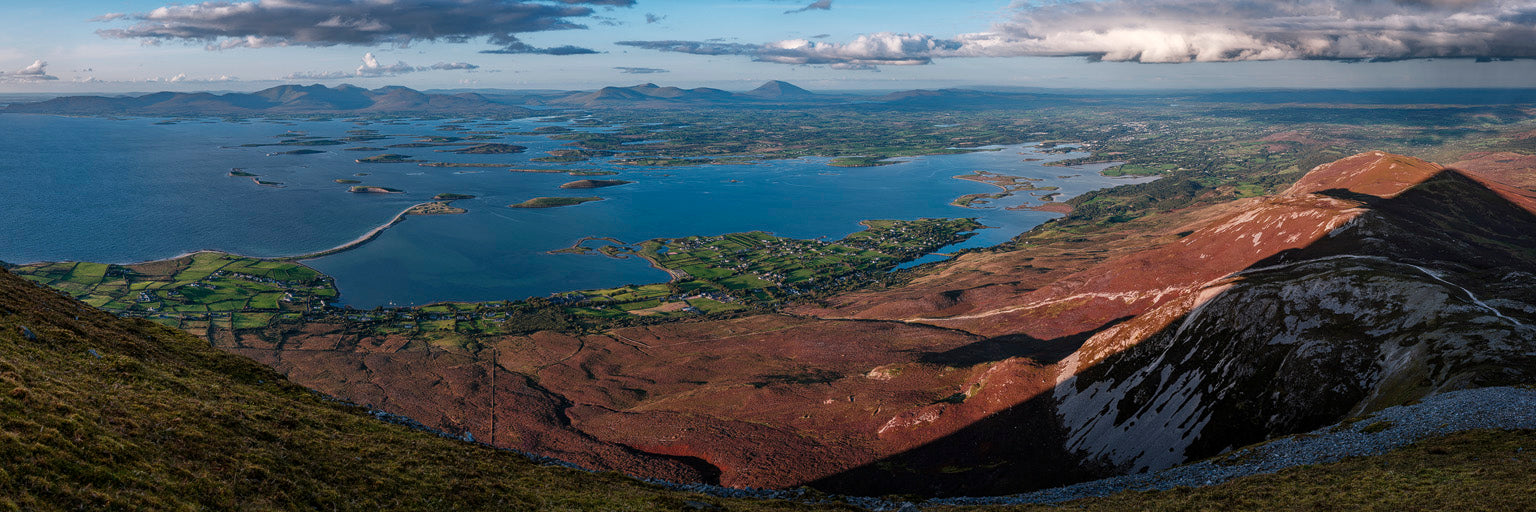 Croagh Patrick summit<br>looking northeast over Clew Bay