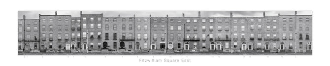 Fitzwilliam Square East - B&W<br>with title and house numbers