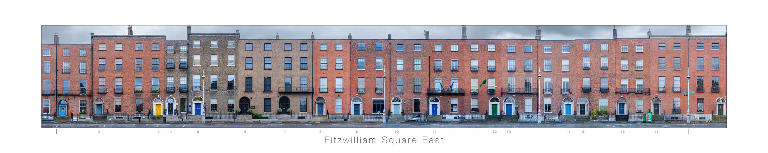 Fitzwilliam Square East<br>with title and house numbers