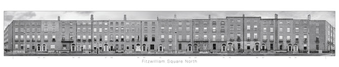 Fitzwilliam Square North - B&W<br>with title and house numbers