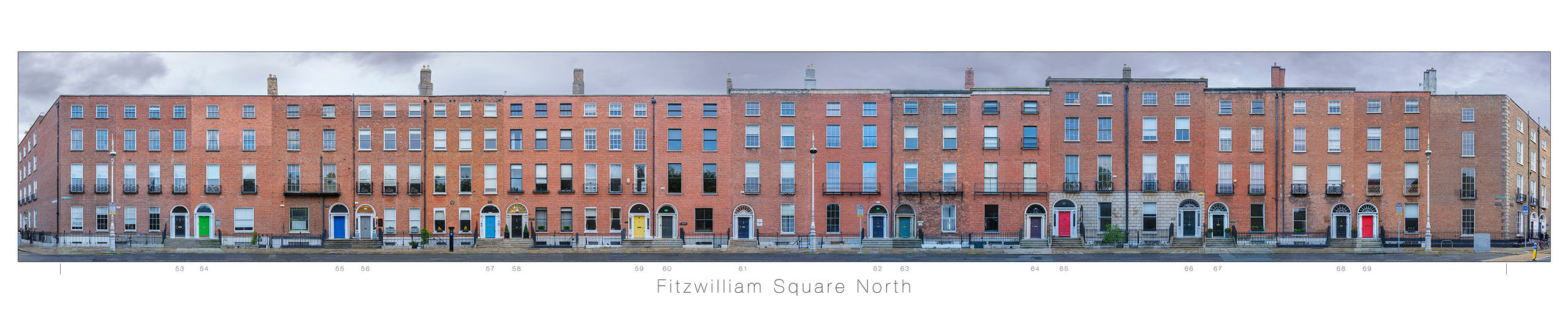 Fitzwilliam Square North<br>with title and house numbers