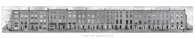 Fitzwilliam Square South - B&W<br>with title and house numbers