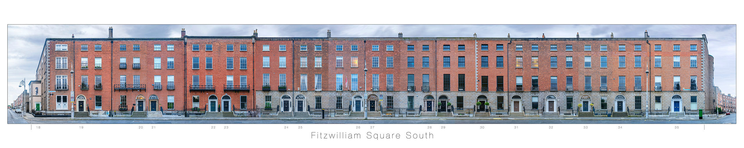Fitzwilliam Square South<br>with title and house numbers