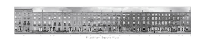 Fitzwilliam Square West - B&W<br>with title and house numbers