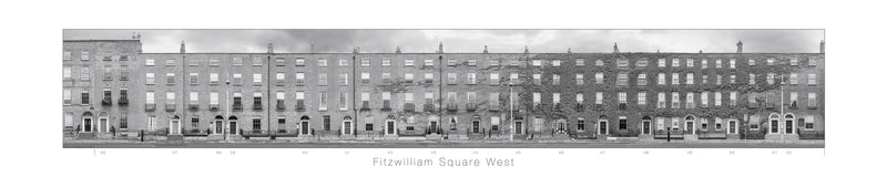 Fitzwilliam Square West - B&W<br>with title and house numbers