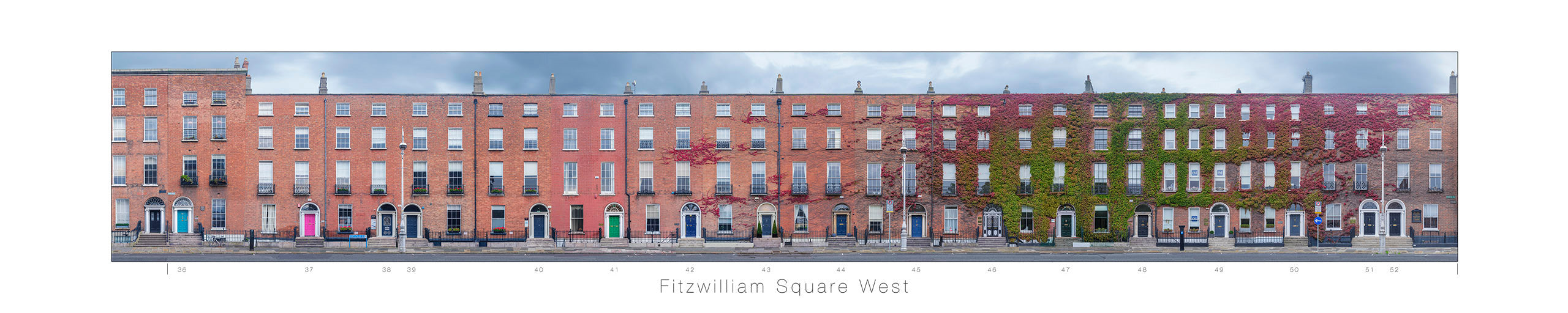 Fitzwilliam Square West<br>with title and house numbers